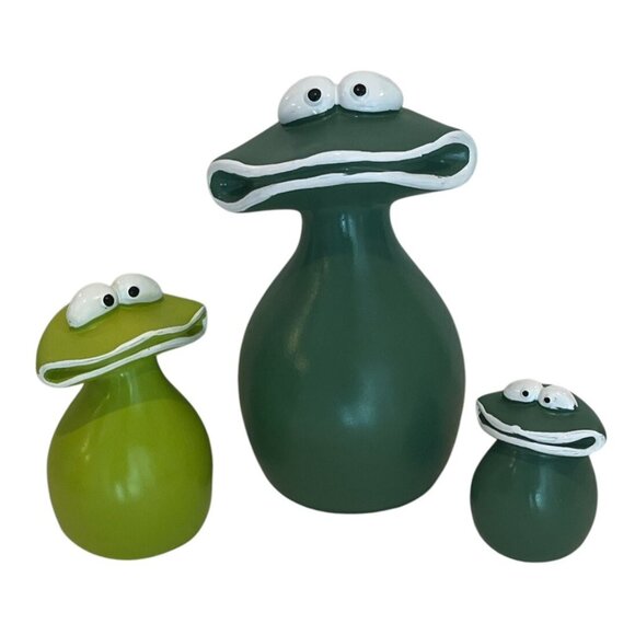 New Big Mouth Frog Family Waterproof Resin Decoration Statue Figurine - Set of 3 - Picture 1 of 12
